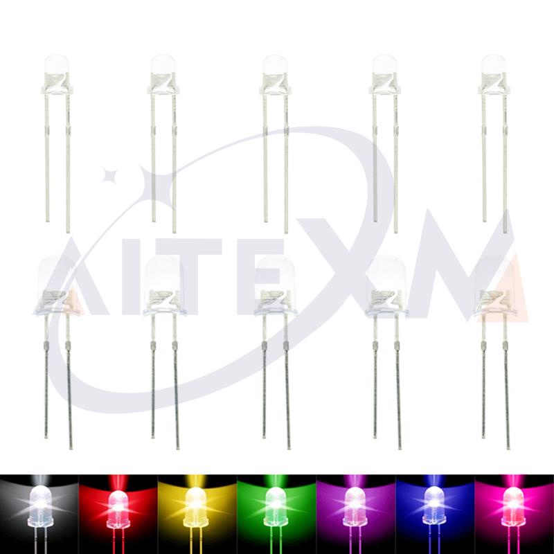 1 Cái Đèn Led Diode 3mm 5mm Màu Trắng / Xanh Lá / Đỏ / Xanh Dương / Vàng F3 F5 Tự Làm Mới