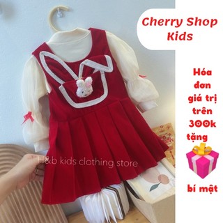 Váy cho bé gái, váy xinh diện tết, váy đỏ nhung cho bé từ 1-4 tuổi Cherry Đà Nẵng