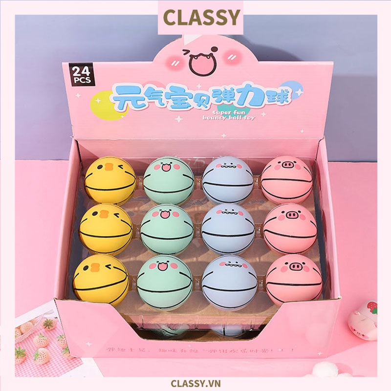 Bóng cao su cầm tay Classy, bóng đồ chơi đàn hồi cao cấp nhiều màu cùng họa tiết cute PK1320