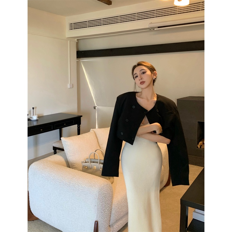 Đầm Dệt Kim Dáng Ôm Thời Trang Retro Thanh Lịch Kiểu Hàn Quốc