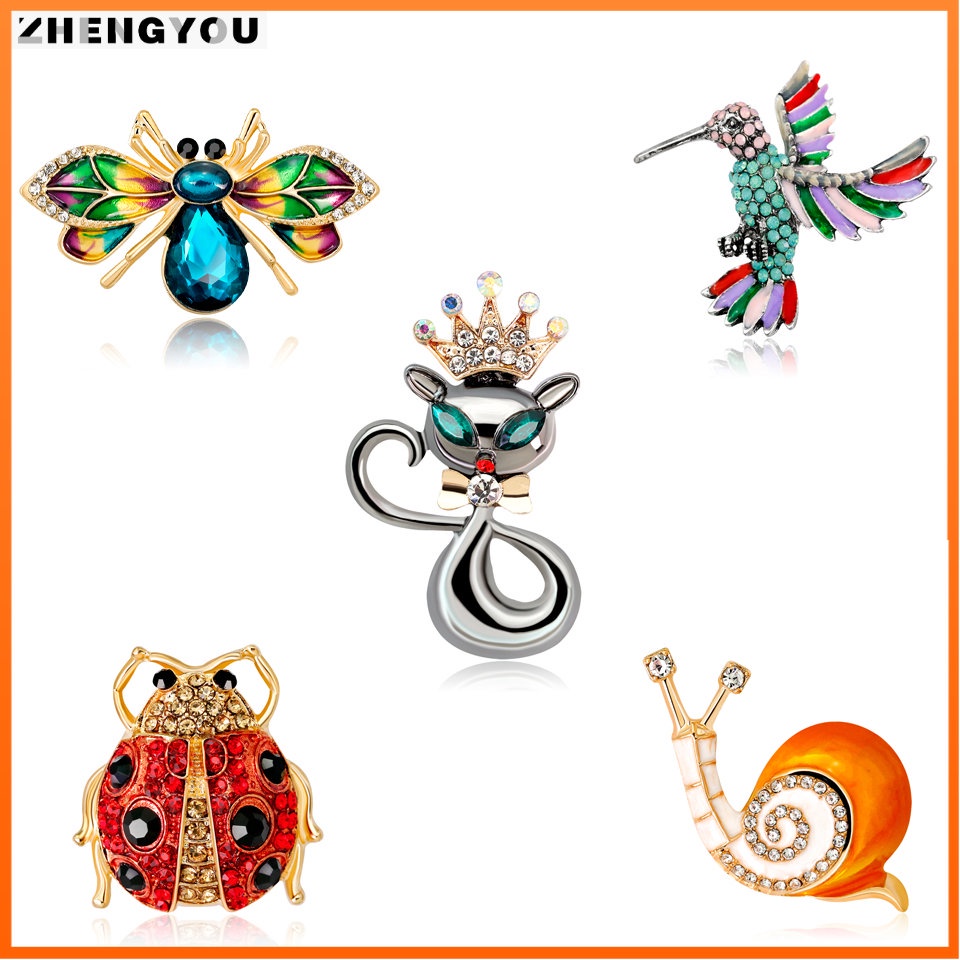 Ghim cài áo RINHOO hình côn trùng đính đá xinh xắn