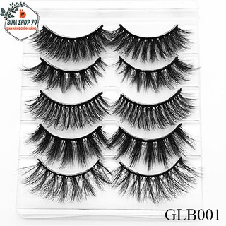 Lông mi giả tự nhiên GLB001 bộ 5 cặp cho hàng mi dày và cong vút, Lông mi giả GLB 5 cặp sợi mi mỏng nhẹ tự nhiên
