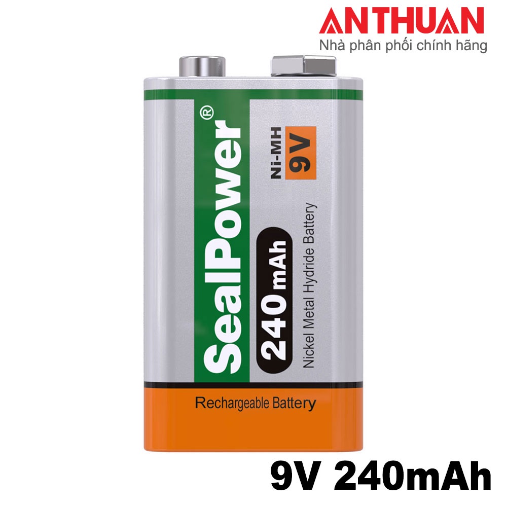 Pin sạc 9v SealPower 240mAh,Bộ 2 Pin Vuông,micro không dây,máy đo điện tử,pin chính hãng SealPower (BẢO HÀNH 1 NĂM)