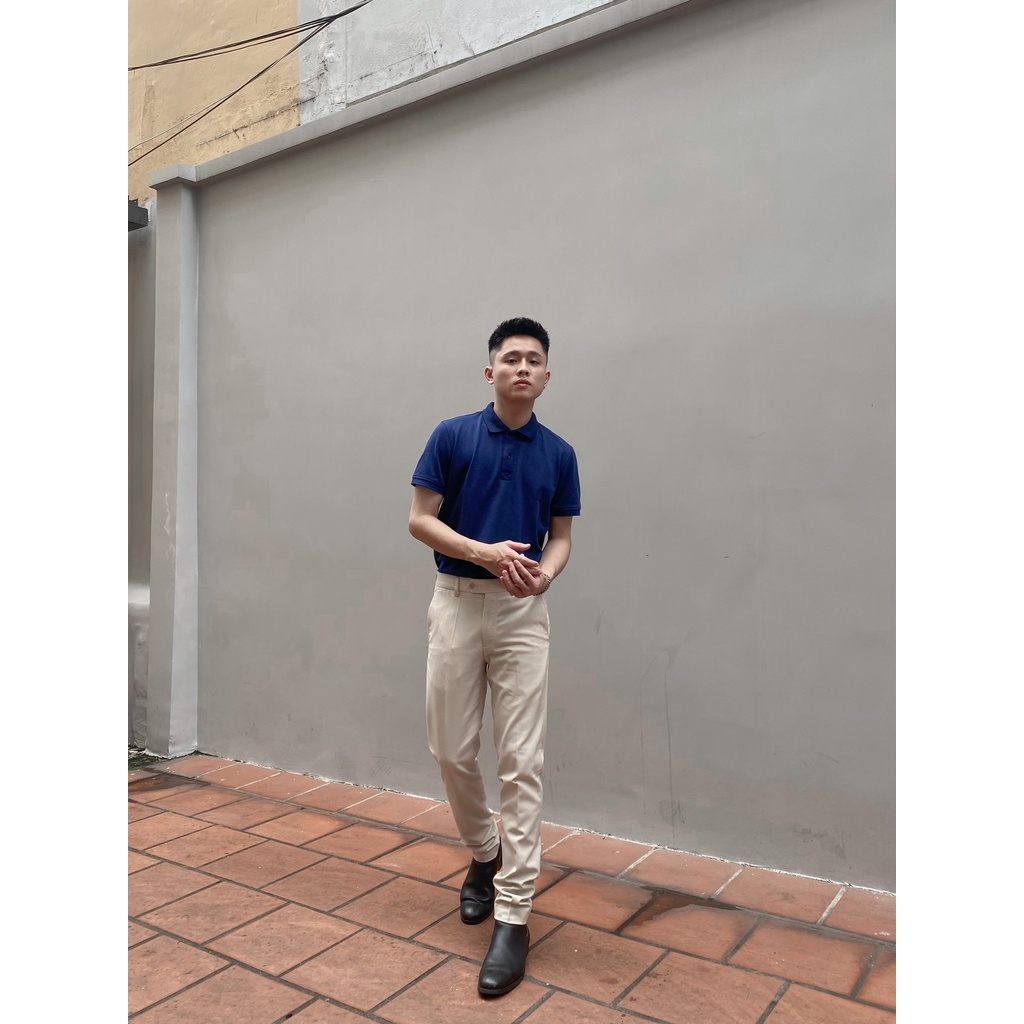 Quần tây nam màu kem slimfit viền túi KENTA QTA0042