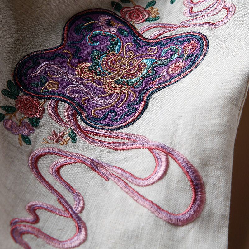 Quần Cotton Lanh Ống Rộng Lưng Cao Thêu Họa Tiết Phong Cách Mới Mùa Hè Cho Nữ