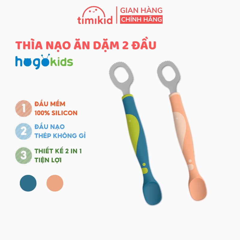 Thìa Nạo Hoa Quả 2 Đầu Cho Bé Ăn Dặm Kèm Hộp Đựng - Chất Liệu Silicone, Thép Không Gỉ, An Toàn, Thân Thiện Với Bé