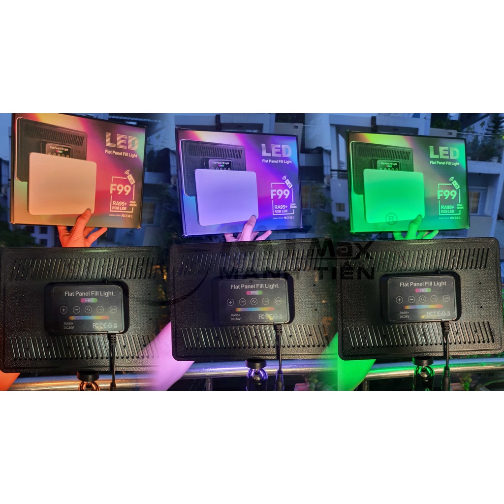 Đèn studio quay phim chụp ảnh decor tiktok bán hàng onl F99 RGB nhiều chế độ chỉnh màu kèm điều khiển tặng chân 2m1