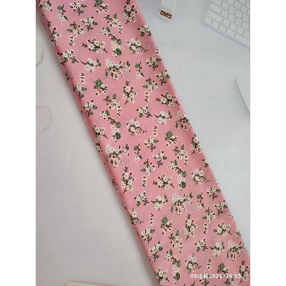 [HCM]2m Vải lụa lạnh hoạ tiết hoa lá nhỏ (3) - lụa Mango chính phẩm