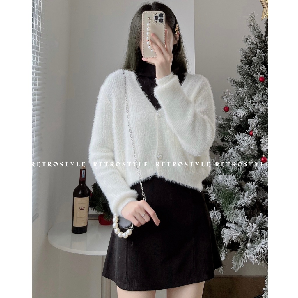 Áo cardigan lông thỏ croptop mã CDGlongcucngoc107_P8K1