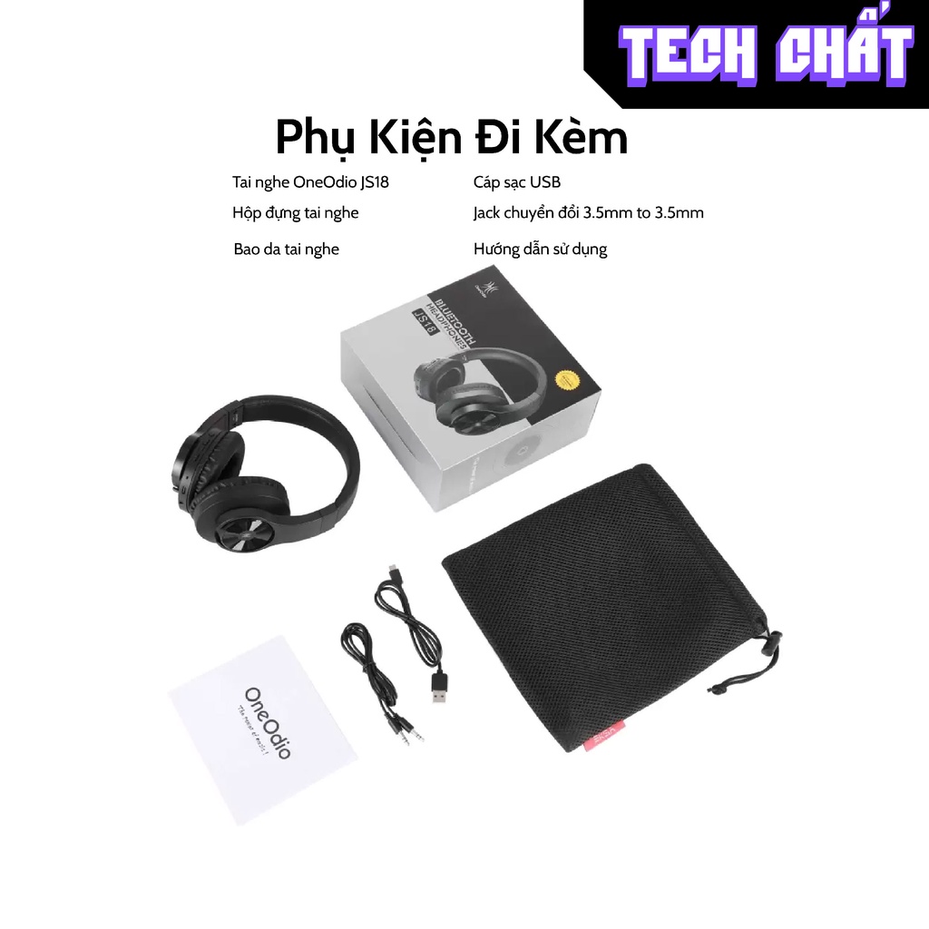 Tai Nghe Bluetooth Headphone OneOdio JS18 - Driver 40mm, Bluetooth 5.0, thời lượng pin lên đến 17h