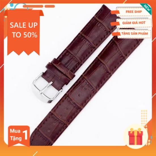 Dây da đồng hồ nam,nữ chính hãng chống thấm nước,dây da mềm,đủ màu - Đủ size 12/14/16/18/20/22/24-001-kmcn