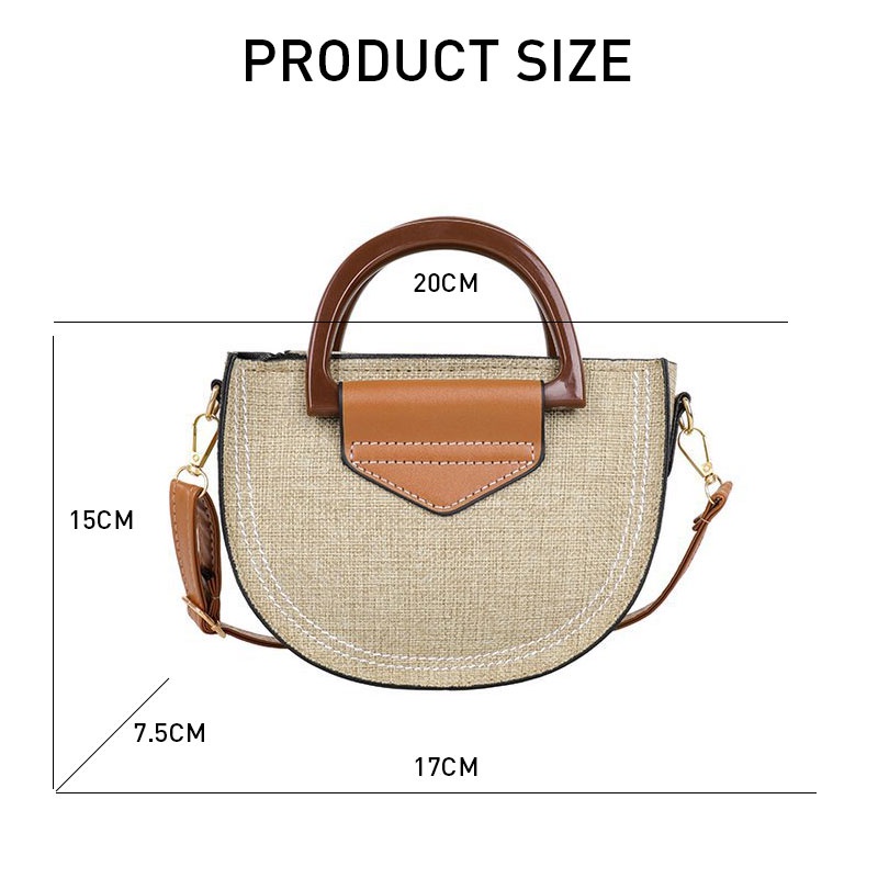 Mischa Túi cói Vải canvas Dệt Hình Vuông Phối Khóa Kéo Thời Trang retro