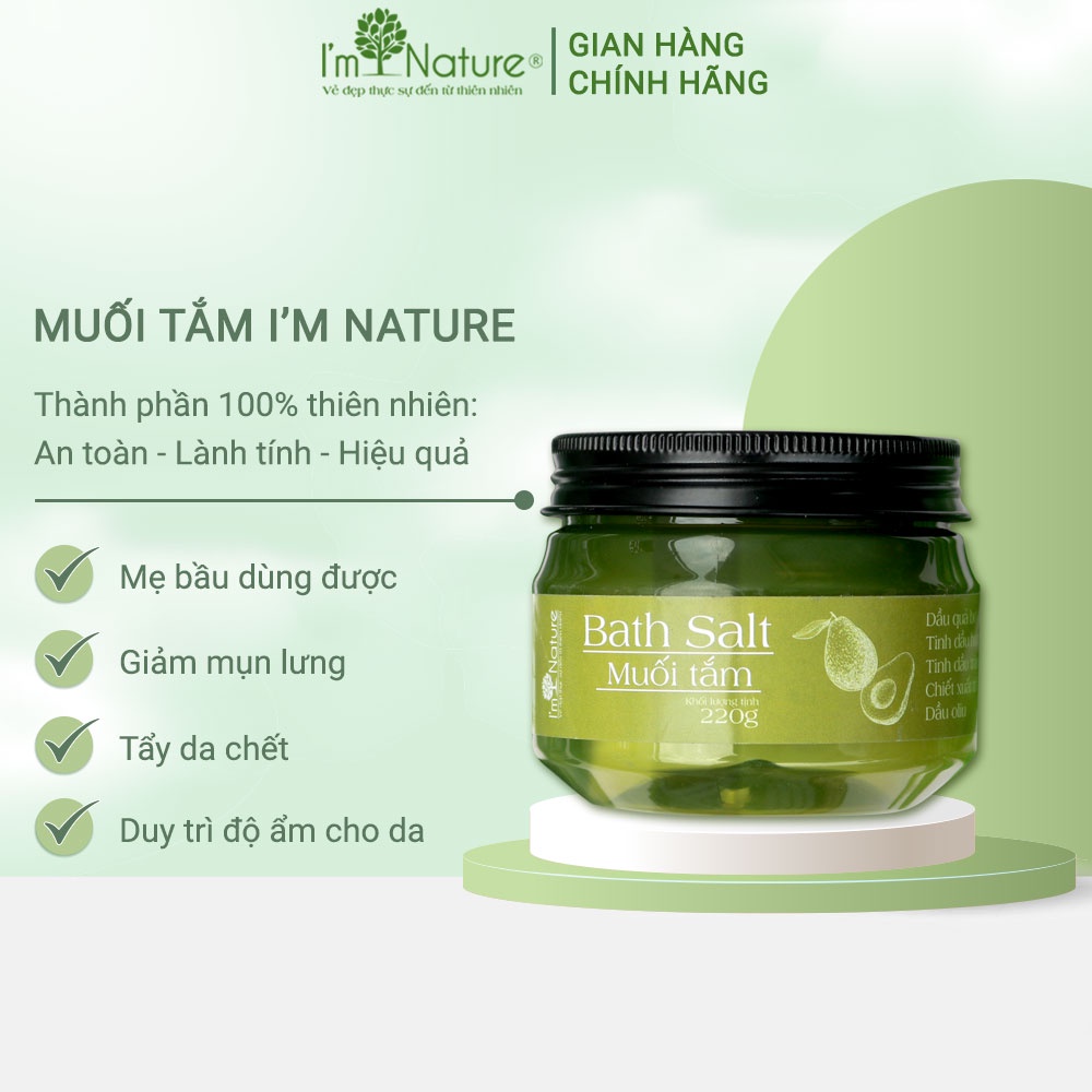 Muối Tắm I'm Nature Làm Sạch Và Duy Trì Độ Ẩm Cho Da, Làm Sáng Và Giảm Mụn Lưng Ngừa Rôm Sảy Thâm Nang Lông 220gr