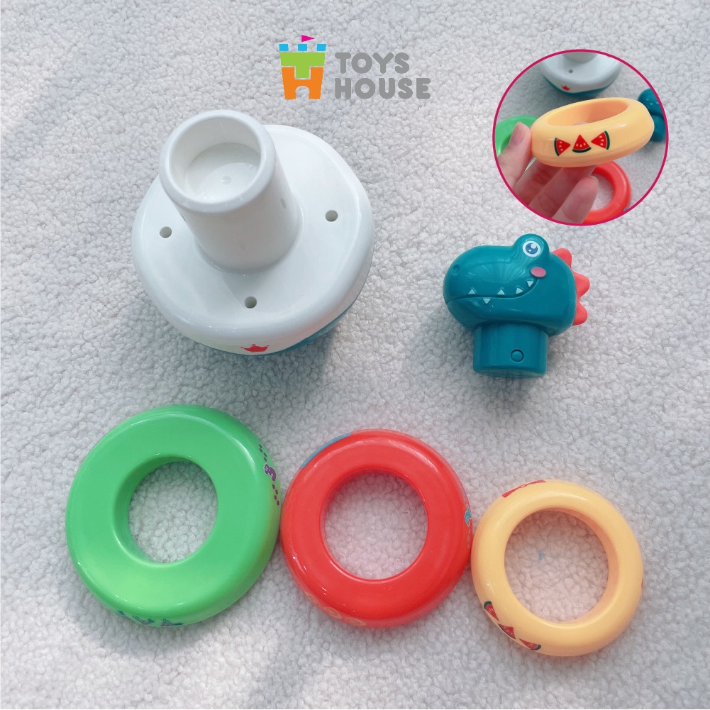 Đồ chơi lật đật, vòng xúc xắc xếp chồng nhiều màu sắc hình khủng long ToysHouse HE0298