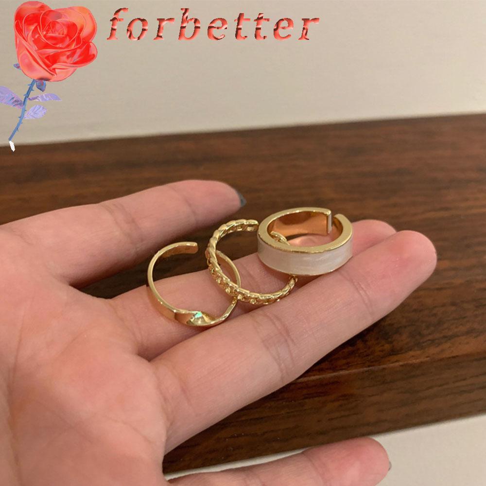 Set 3 nhẫn hở hình tròn nhiều màu sắc có thể điều chỉnh kích thước thời trang cho nữ