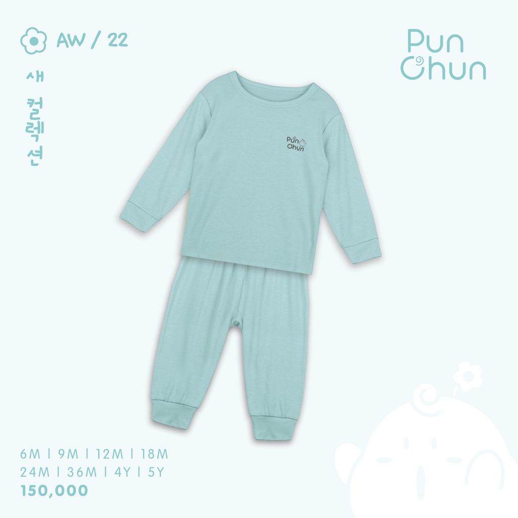 [PUNCHUN] Bộ dài tay bo Punchun xanh lá