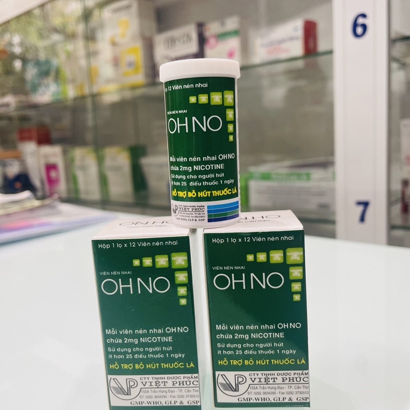 Viên nén nhai OHNO Việt Phúc hỗ trợ bỏ hút thuốc lá (1 lọ x 12 viên)