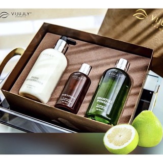 Combo tinh dầu bưởi kích mọc tóc, dầu gội pomelo giảm rụng, kem ủ dừa dưỡng tóc vijully chính hãng