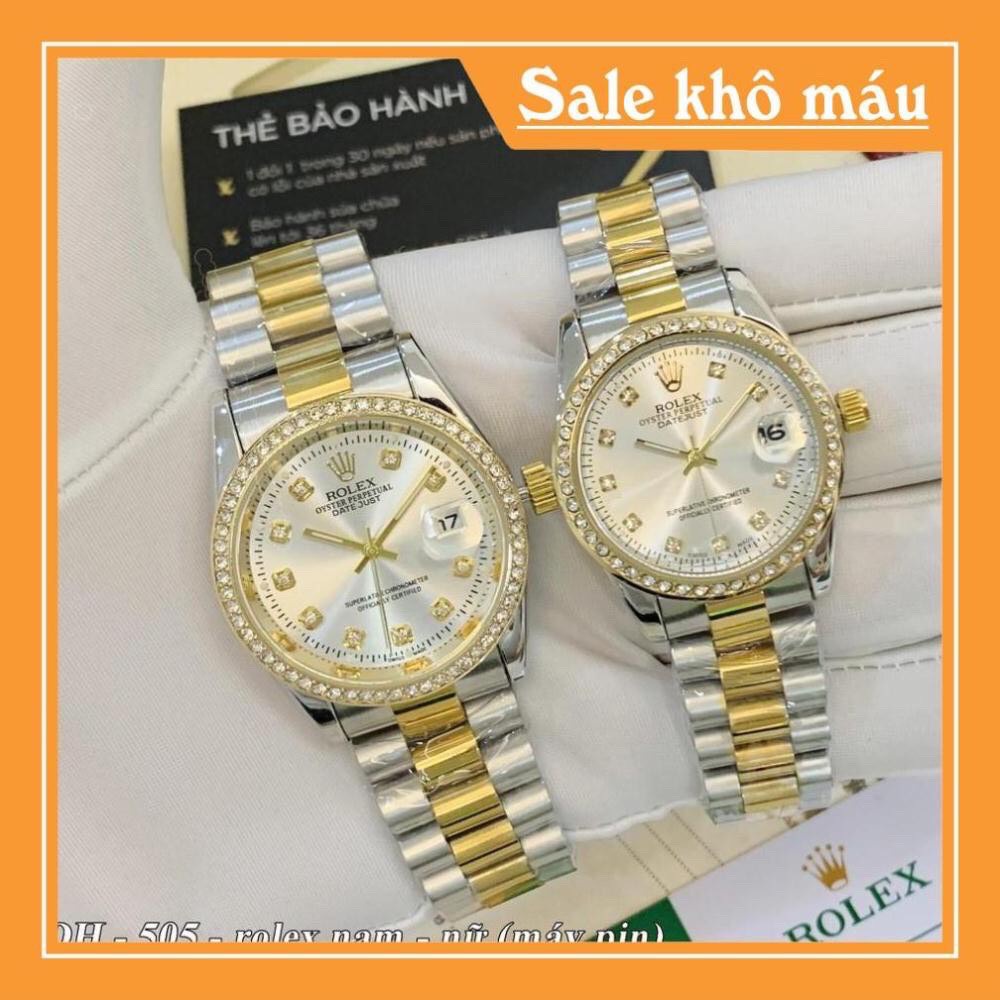 Đồng hồ Rolex Nam nữ viền kim cương - đồng hồ đôi Bảo hành 12th - Full box 1;1