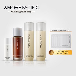 Bộ Amore Pacific 4 sản phẩm - Nước thần Amore; Bột rửa mặt Amore; Skin; Sữa dưỡng Amore; Nước hoa hồng Amore