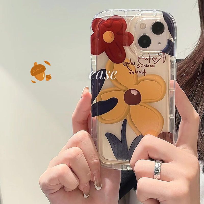 Ốp Điện Thoại Mềm Hình Hoa Vàng Cho iPhone14 14ProMax 11 13ProMax 11ProMax 12 12Pro Max X XS XR