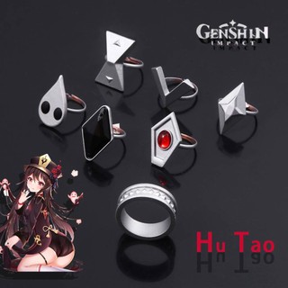 Bộ 7 Nhẫn Kim Loại Hóa Trang Nhân Vật Anime Hu Tao Ring Genshin Impact Dịp Halloween Cho Cặp Đôi