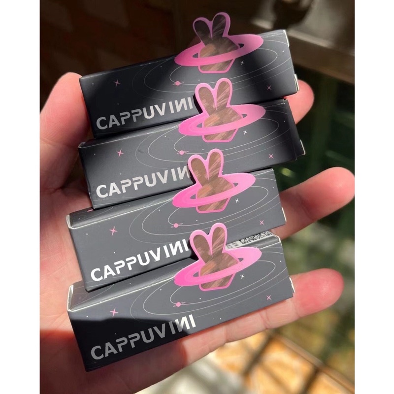 Son Kem Bóng CAPPUVINI Thỏ Đen, Thỏ Xanh Mềm Mượt (TẶNG CỌ TÁN SON)
