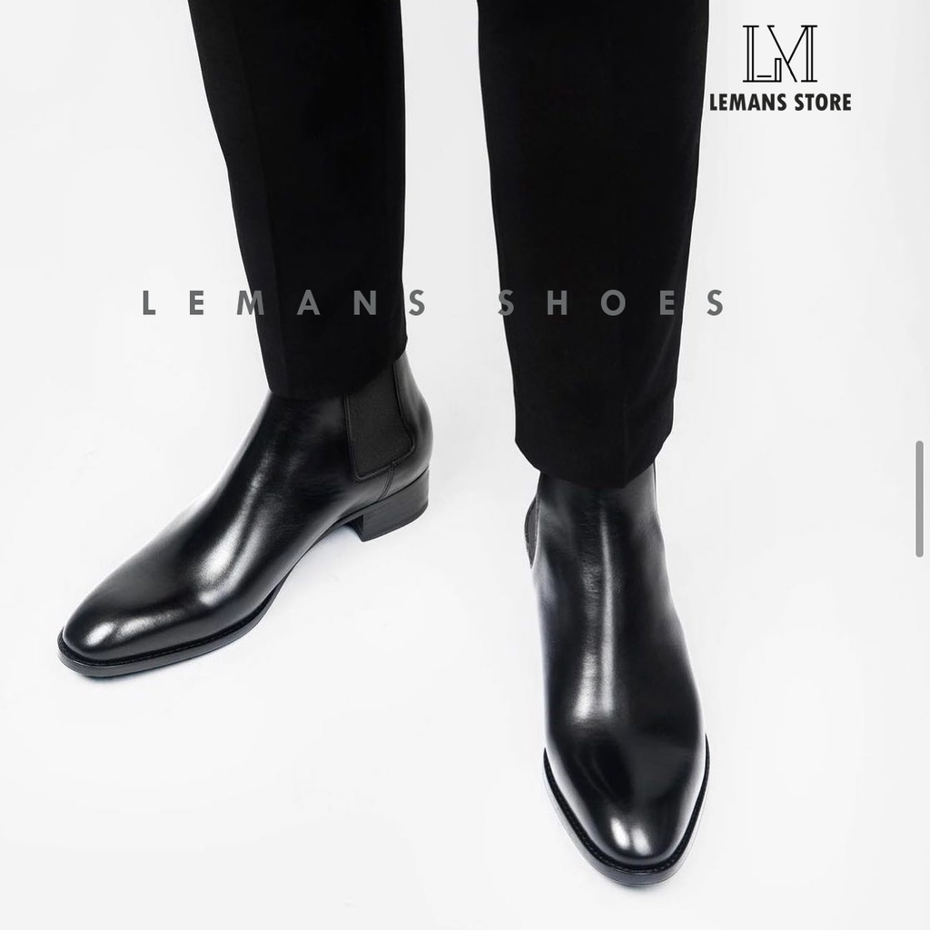 Giày Chelsea boots nam CB01 bản mũi nhọn, da bò cao ống cao handmade LEMANS chính hãng bảo hành 12-24 tháng