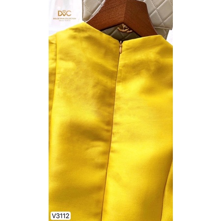 V3112 váy xoè màu vàng dính hoa