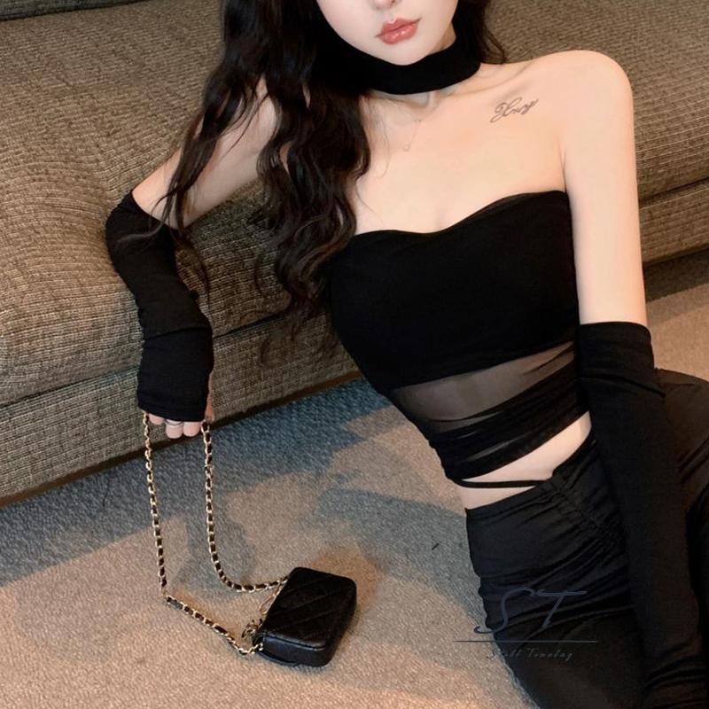 Áo Ống Màu Trơn Hở Lưng Kèm Vòng Cổ Choker CY03