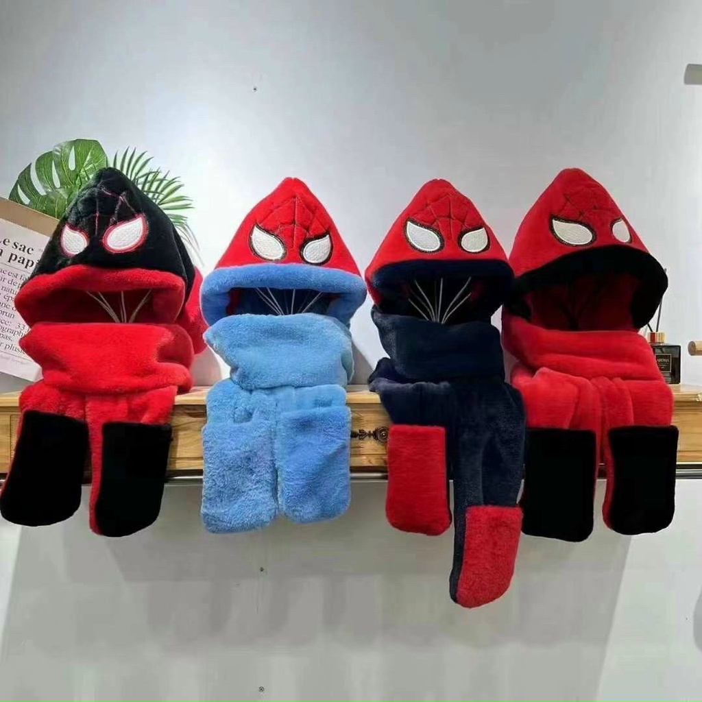 Mũ trùm đầu cho bé, mũ liền khăn kèm bao tay siêu ấm, cực ngầu - NEW NEW