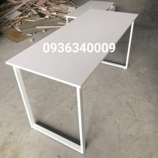 Bàn chân U dài 1m4,bàn làm việc khung sắt mặt gỗ dài 1m4