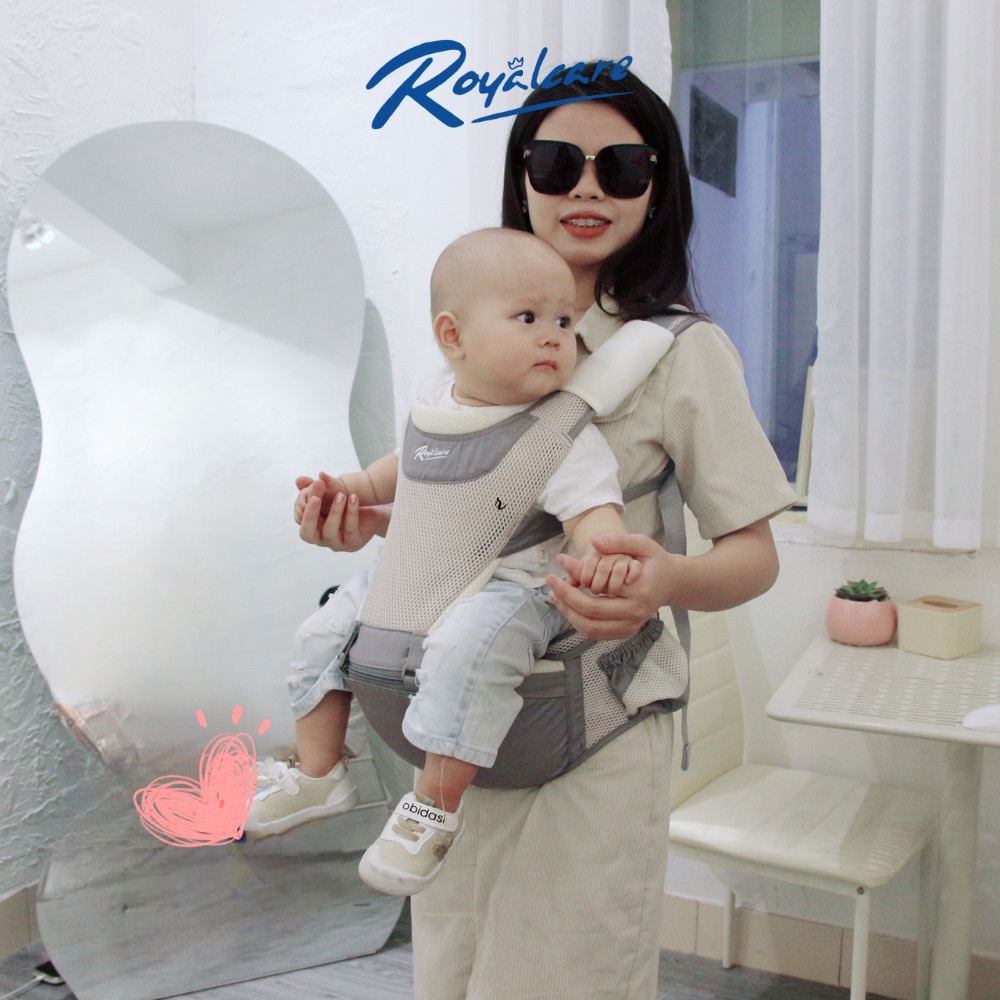 Địu em bé 4 tư thế có bệ ngồi, lưới siêu thoáng Air mesh - trẻ 3 tháng tới 36 tháng Royalcare 906