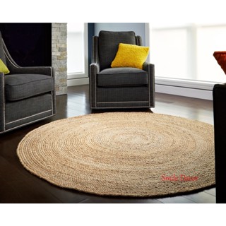 Thảm trải sàn cỡ lớn Smile Decor 180 cm đan lục bình hình tròn , thảm cói chụp ảnh vintage