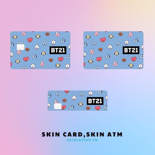 Miếng Dán Thẻ Card BT21 | SKIN ATM, Thẻ Xe, Thẻ Từ, Thẻ Chung Cư Trang Trí - Chất Liệu Decal Vinyl Chống Nước