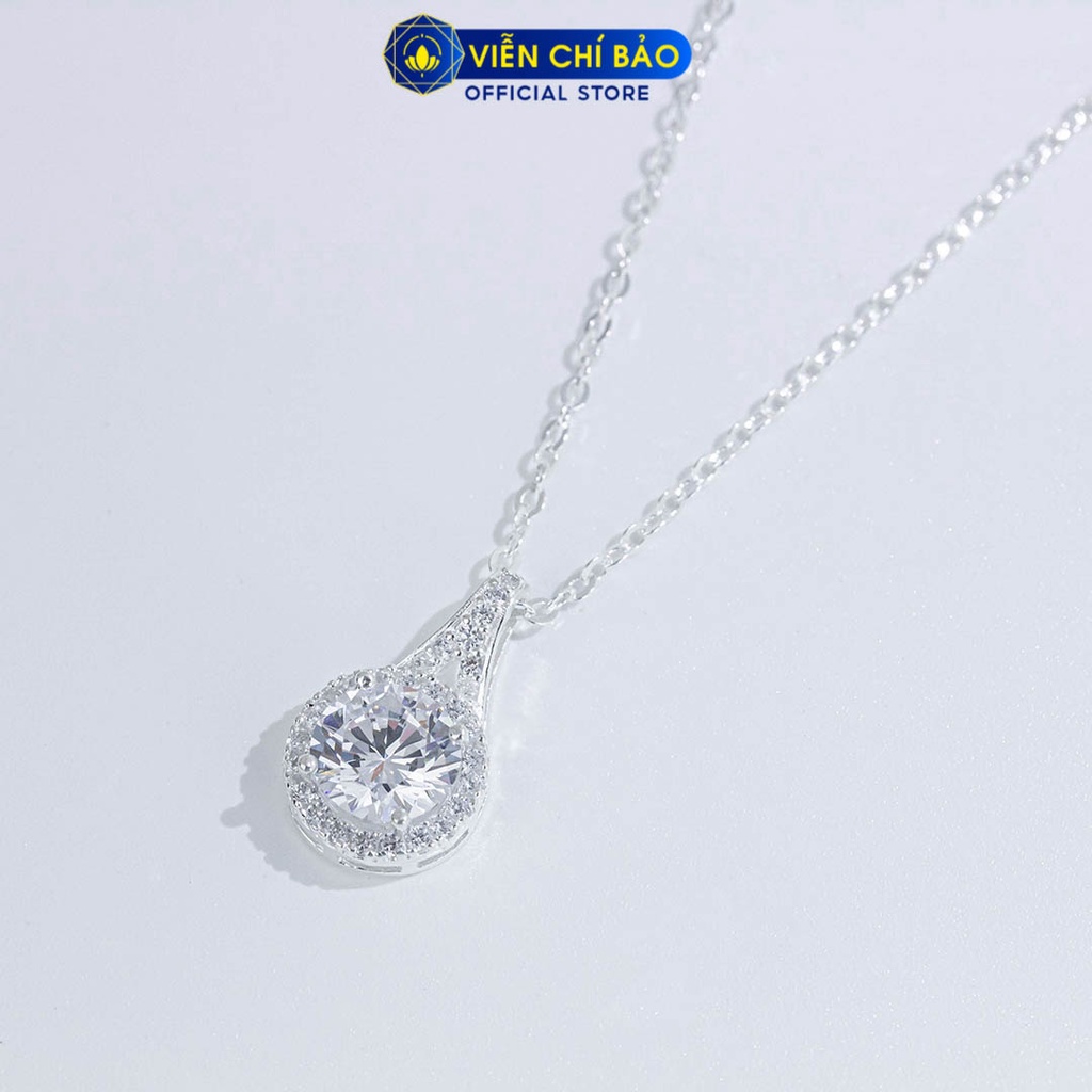 Dây chuyền bạc nữ đá tròn trắng new chất liệu bạc 925 thời trang phụ kiện trang sức Viễn Chí Bảo D400766