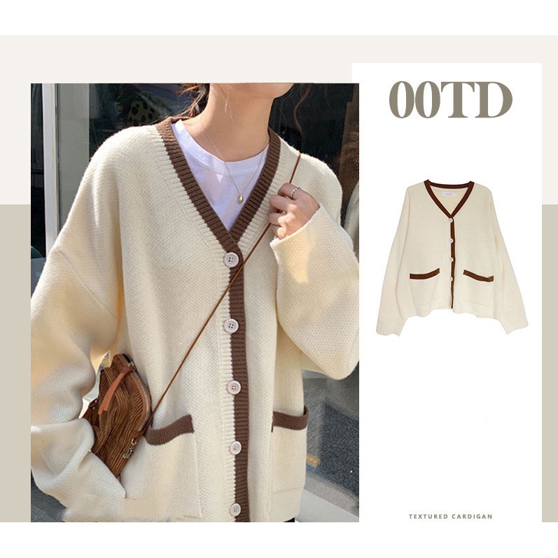 Áo Khoác Cardigan Dệt Kim Dáng Rộng Phong Cách Retro Nhật Bản Dành Cho Nữ