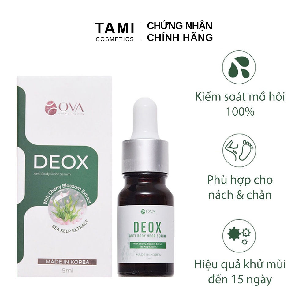 Serum khử mùi hôi nách Ova DeoX, hạn chế tiết mồ hôi, khử mùi hôi chân, sáng da vùng nách 5ml TM-OV-DEOX