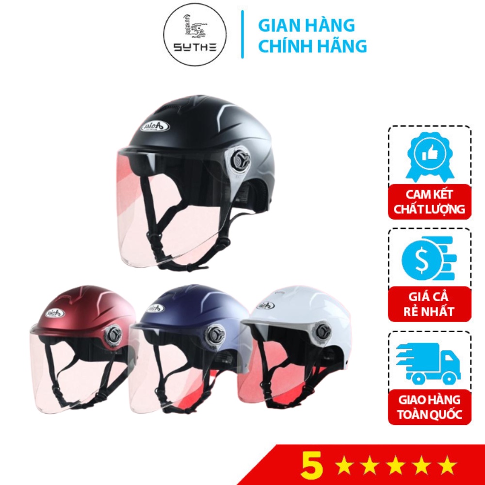 Mũ Bảo Hiểm Nửa Đầu Asia MT179 Có Kính Che Hết Mặt Chính Hãng
