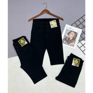 Quần ngố lửng jean nữ co giãn mạnh có size lớn màu đen