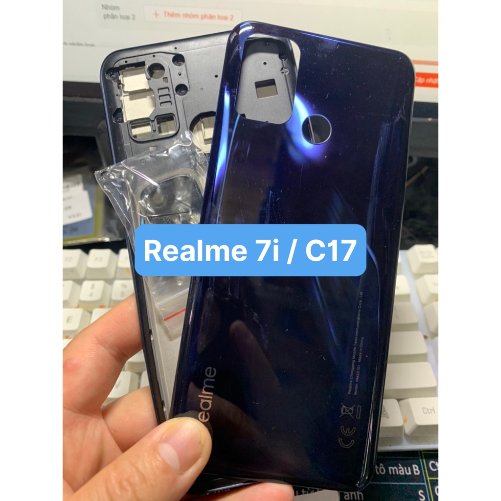 bộ Vỏ zin Realme 7i / C17 gồm lưng , sườn , phím , kính camera