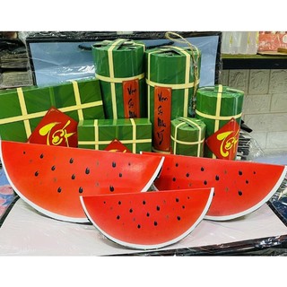 Mô hình bánh chưng,bánh tét,dưa hấu trang trí Tết tự gấp nhiều size -Trumsicayhoagia