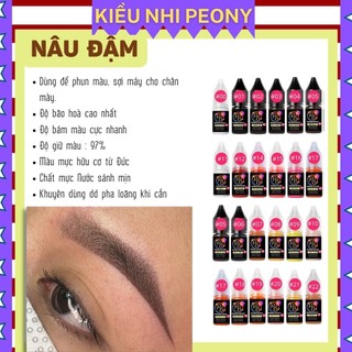 Mực phun xăm Hữu Cơ, NÂU ĐẬM và 20 màu Mực Nước phun xăm Thẩm Mỹ
