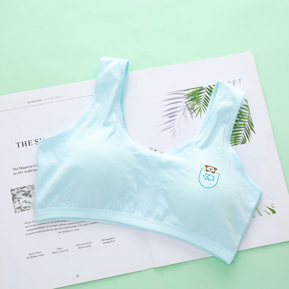 ♥Tigo♥ Kids Girls Bra Cotton Thin Strap Solid Color Teen Girls Bra Training Bra Underwear Sport Bra Kids Bra With Removable Pad