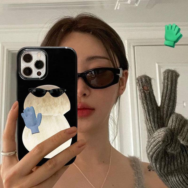 Ốp Điện Thoại Hình Người Tuyết Đeo Kính Râm Kiểu Hàn Quốc Cho Iphone 12 14 13Promax 11 8