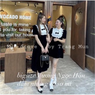 ĐẦM NHUNG PHỐI CỔ TRẮNG BIGSIZE ( ngắn và dài )