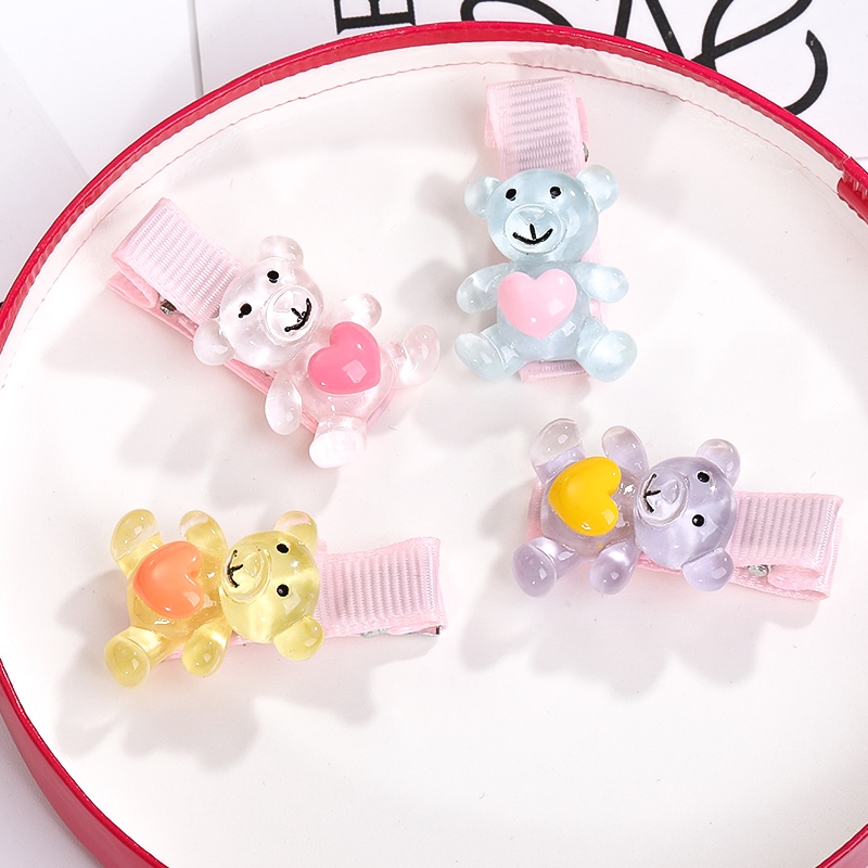 Kẹp Tóc Hình Chú Gấu Hoạt Hình Phong Cách Hàn Quốc Xinh Xắn Cho Bé Gái