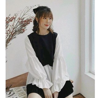 Áo bầu công sở, áo bầu dài tay phối màu xinh xắn rẻ đẹp