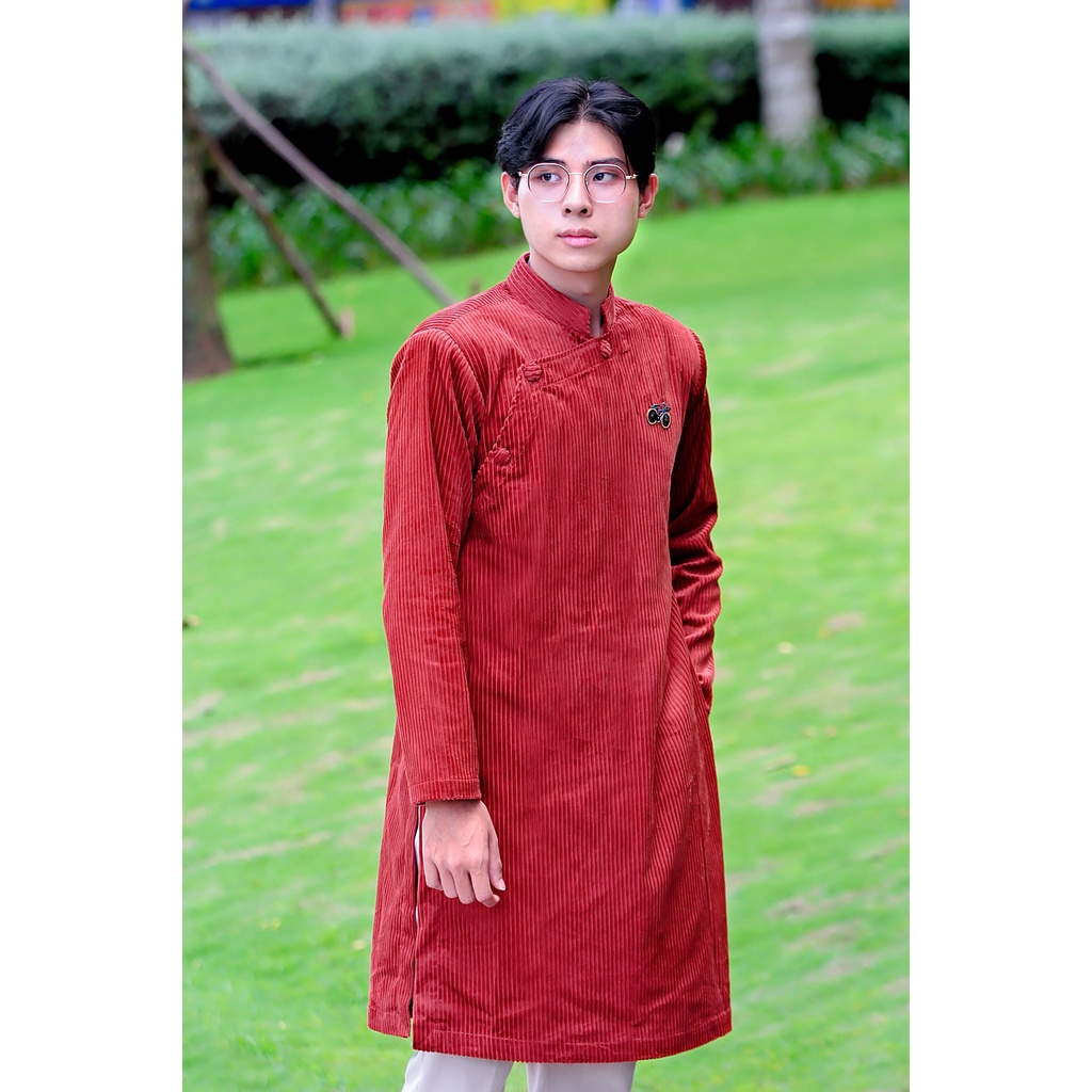 Áo dài nam cách tân màu Nâu phong cách hoài cổ