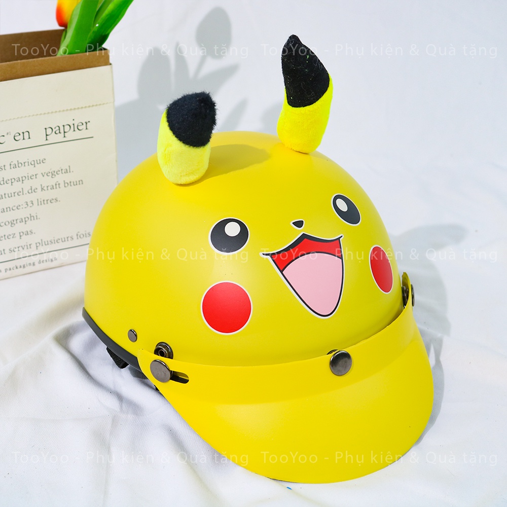 Mũ bảo hiểm nửa đầu DORAEMON, PIKACHU, GẤU NÂU có tai dễ thương cute TooYoo TY0118